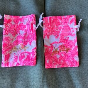 Lilly Pulitzer ~Pink Floral Drawstring Bags